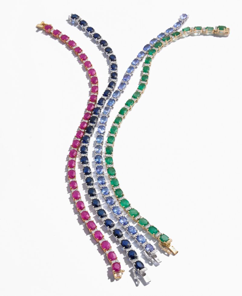 EFFY® Emerald (9-1/3 ct. t.w.) and Diamond (1/4 ct. t.w.) Tennis Bracelet in 14k Gold (Also Available in Brasilica by EFFY® Sapphire)