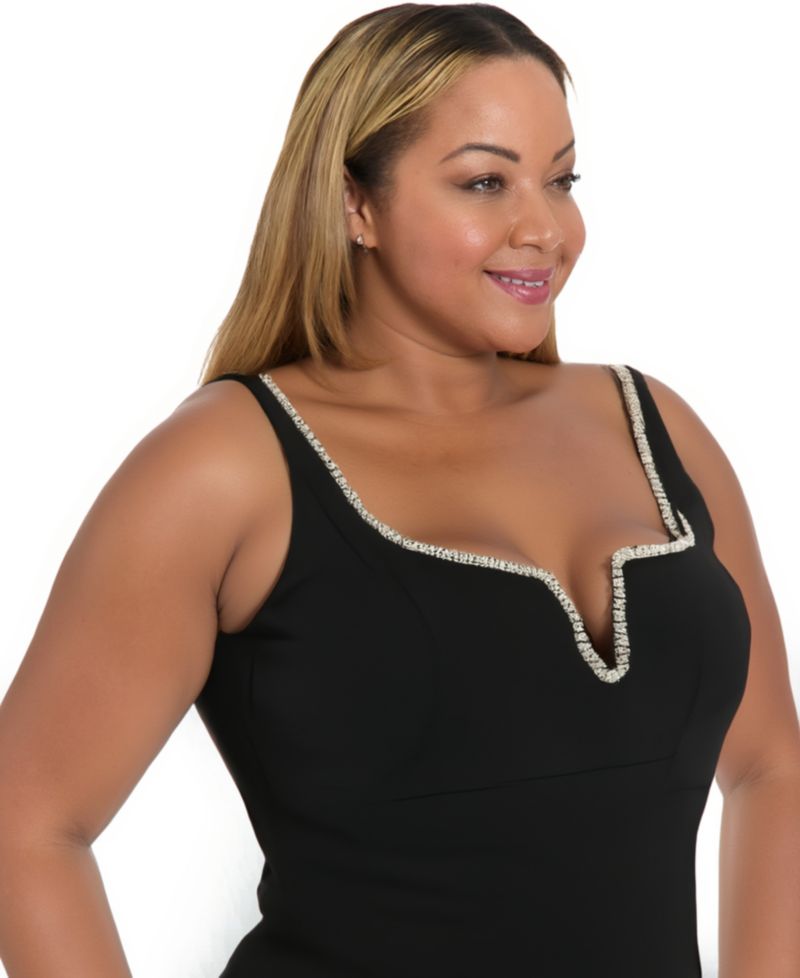 Plus Size Embellished Sweetheart Neck Top