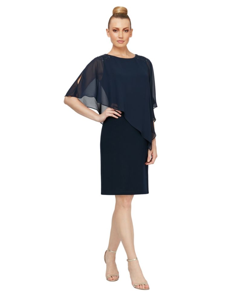 Women's Embellished Overlay Shift Dress