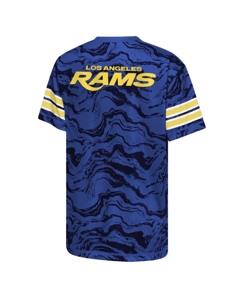 Big Boys and Girls Royal Los Angeles Rams Slant Route Performance T-Shirt