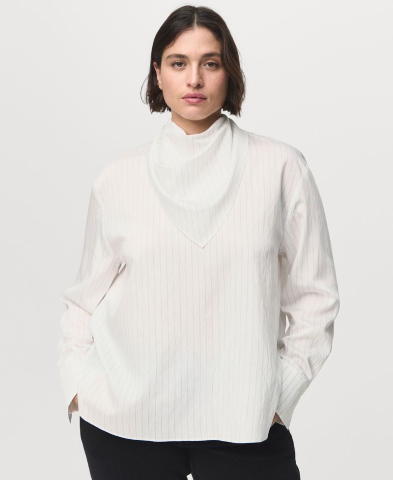 Women's Handkerchief Detail Striped Blouse