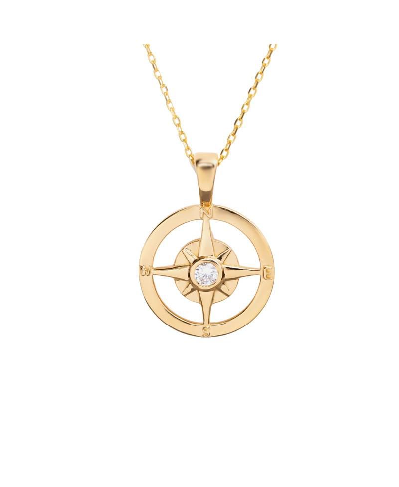 Compass Pendant Necklace in Over Sterling