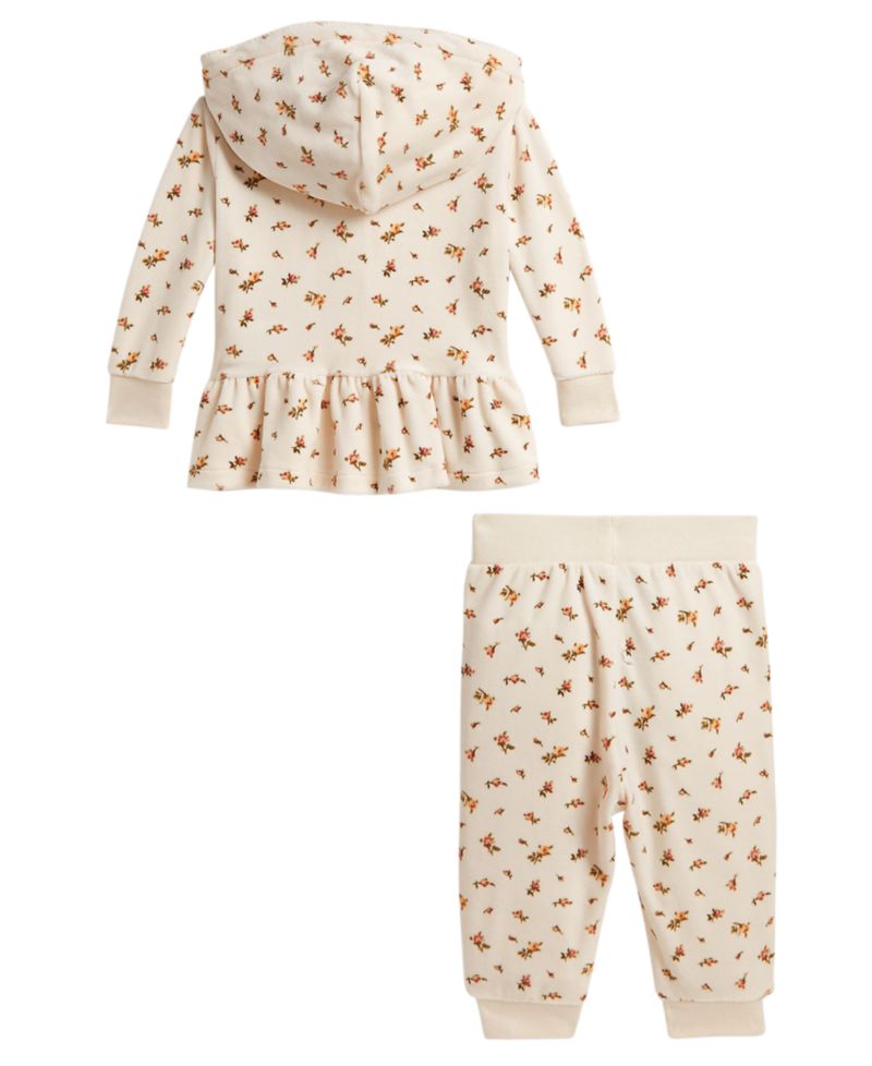 Baby Girls' Floral Velour Hoodie and Jogger Pants, 2-Piece Set