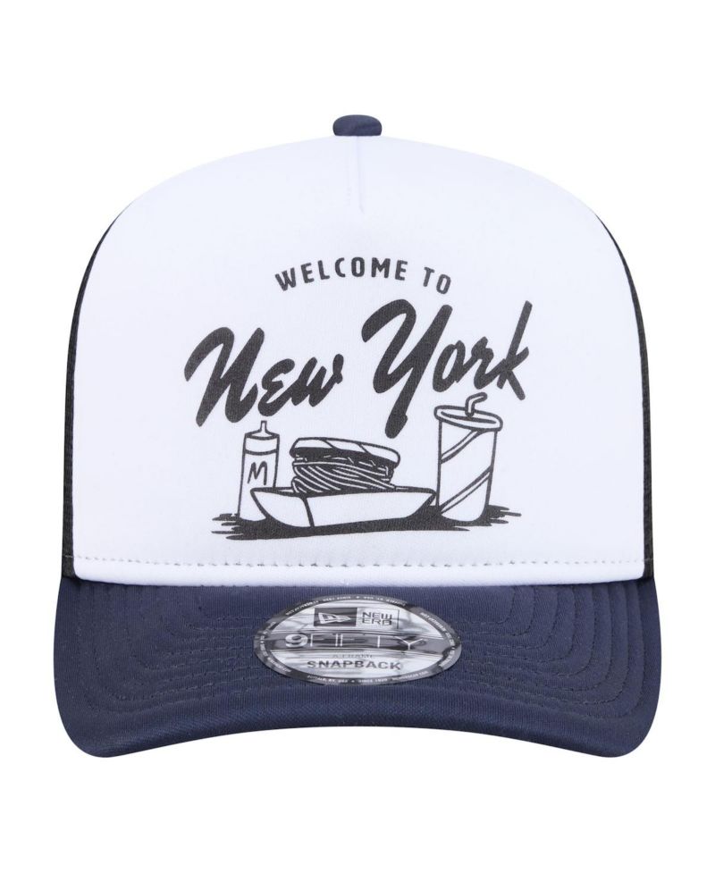 Men's White/Navy New York Yankees Foodie A-Frame 9FIFTY Trucker Snapback Hat