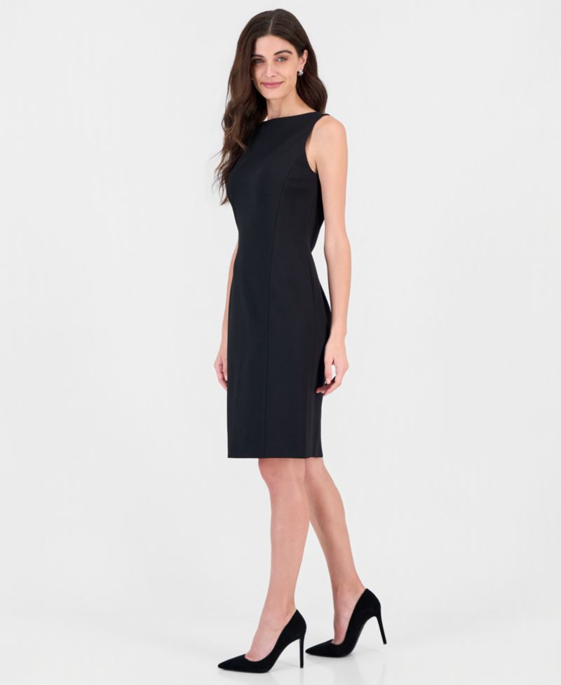 Women's Sleeveless Compression Boat Neck Sheath Dress
