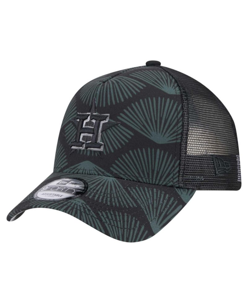 Men's Black Houston Astros 9FORTY A-Frame Trucker Adjustable Hat
