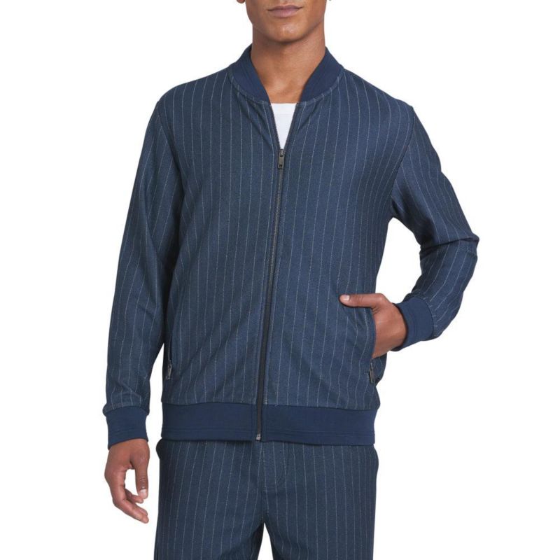 Men's pinstripe zip-up jacket