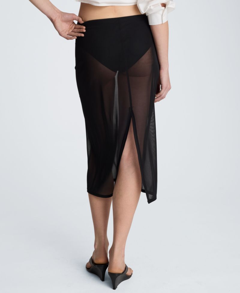Women's Pull on Mesh Midi Skirt with built in underwear