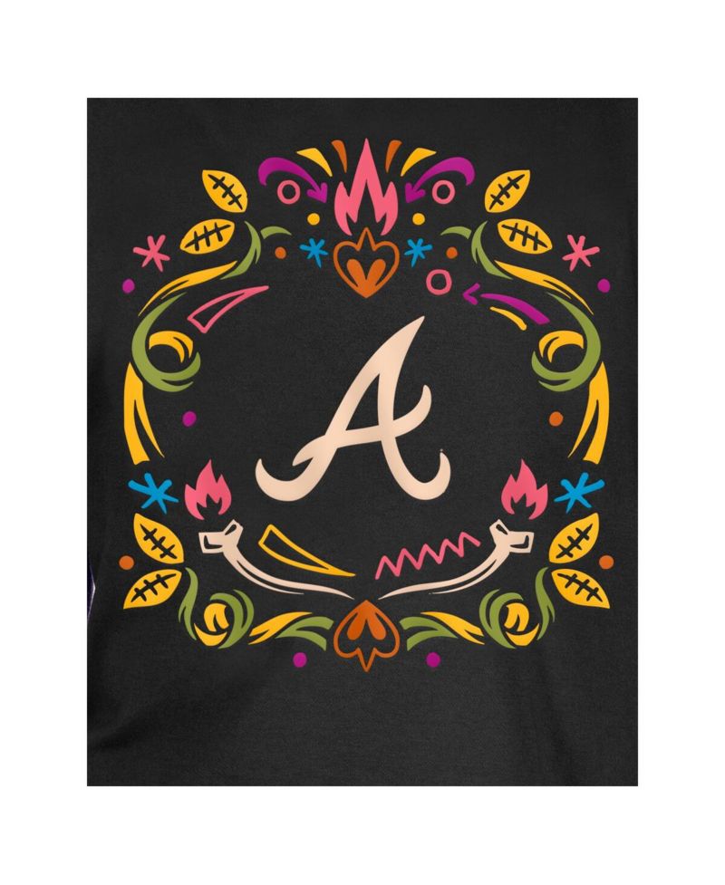 Big Boys and Girls Black Atlanta Braves Día de los Muertos T-Shirt