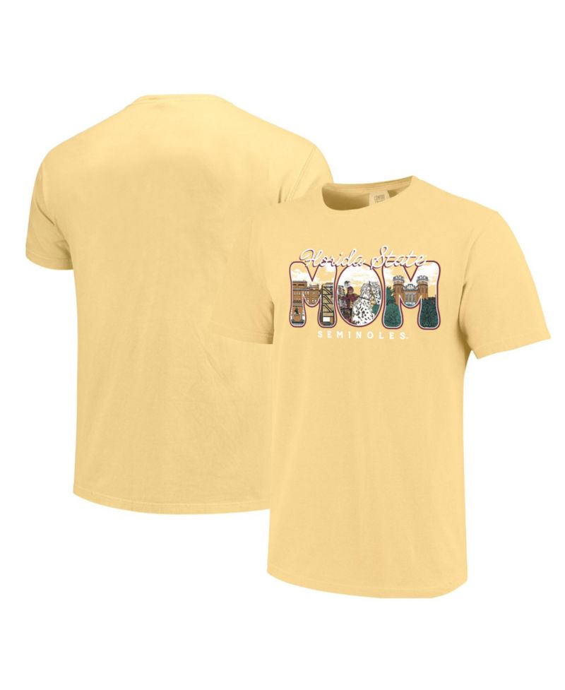 Women's Gold Florida State Seminoles Comfort Colors Campus Drawing Mom T-Shirt