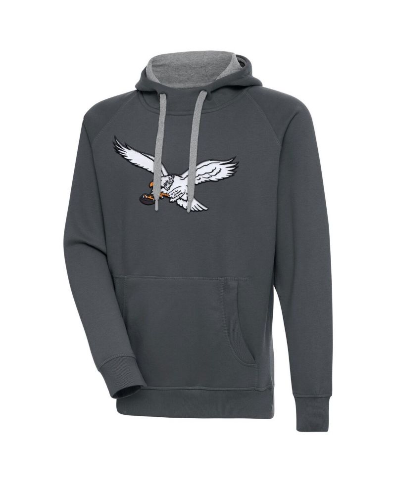 Men's Charcoal Philadelphia Eagles Throwback Logo Victory Pullover Sweatshirt