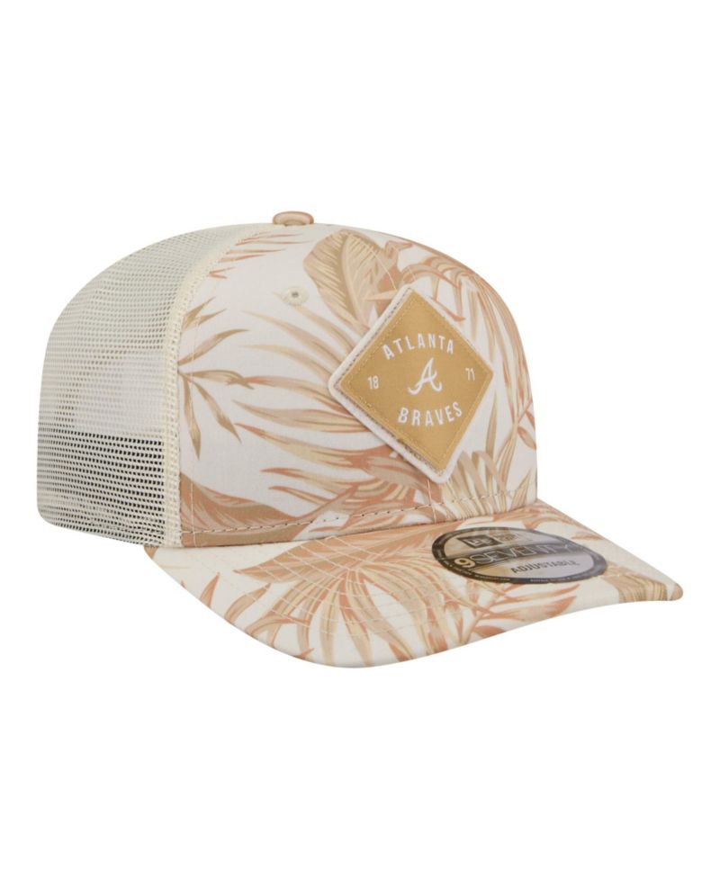 Men's Tan Atlanta Braves Tonal Palm COOLERA 9SEVENTY Adjustable Trucker Hat