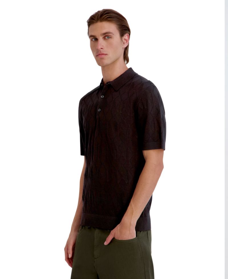 Men's Open Weave Diamond Knit Polo Shirt