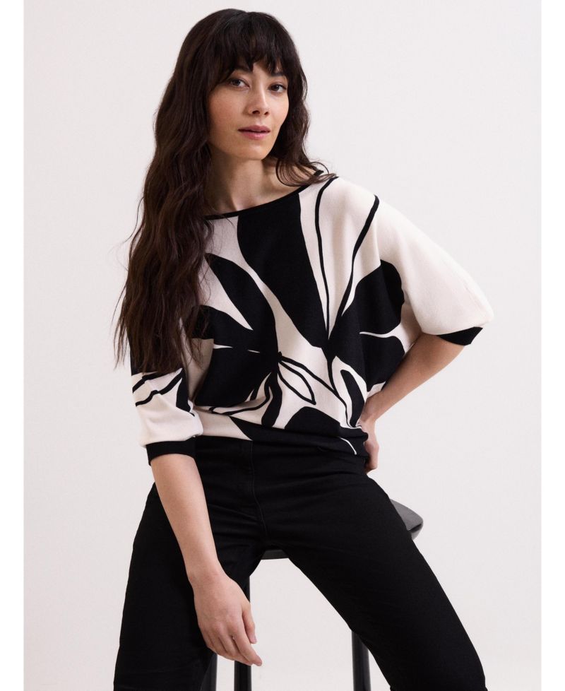 Women's Printed Round Neck Knit Faith Jumper