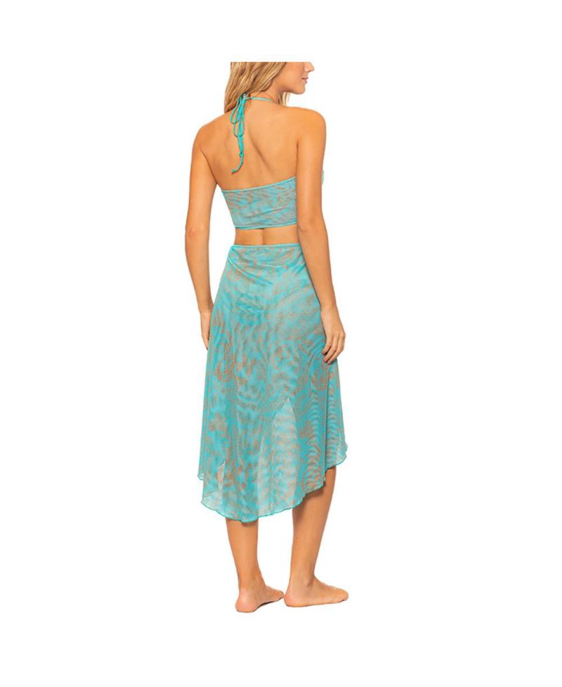 Women's Mesh Halter Cut-out High-Low Dress Cover-up