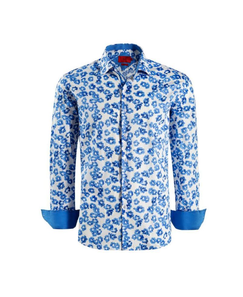 Men's Slim Fit Floral Sport Button-Down Shirt