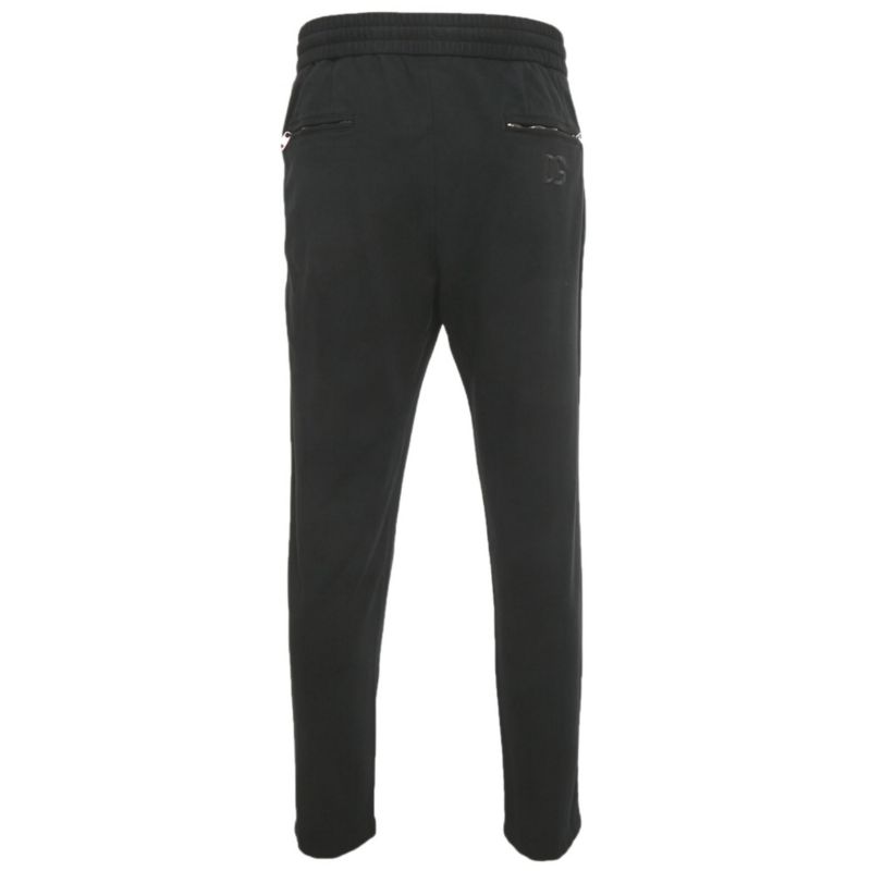 Men's Black Logo Embroidered Knit Drawstring Trousers