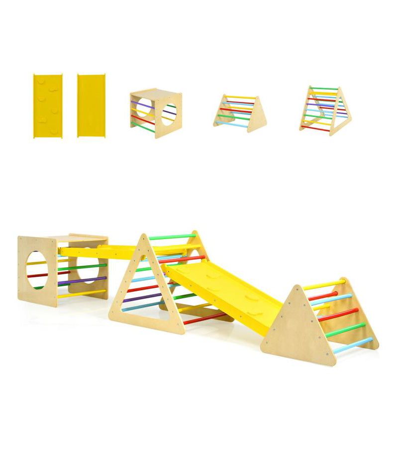 Toddler 5 in 1 Triangle Climber Play Gym Set with 2 Ramps