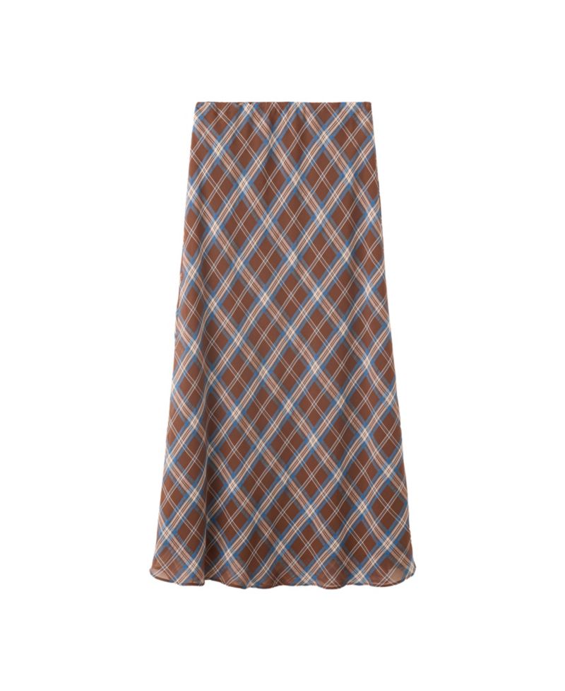 Women's A-Line Checked Midi Skirt