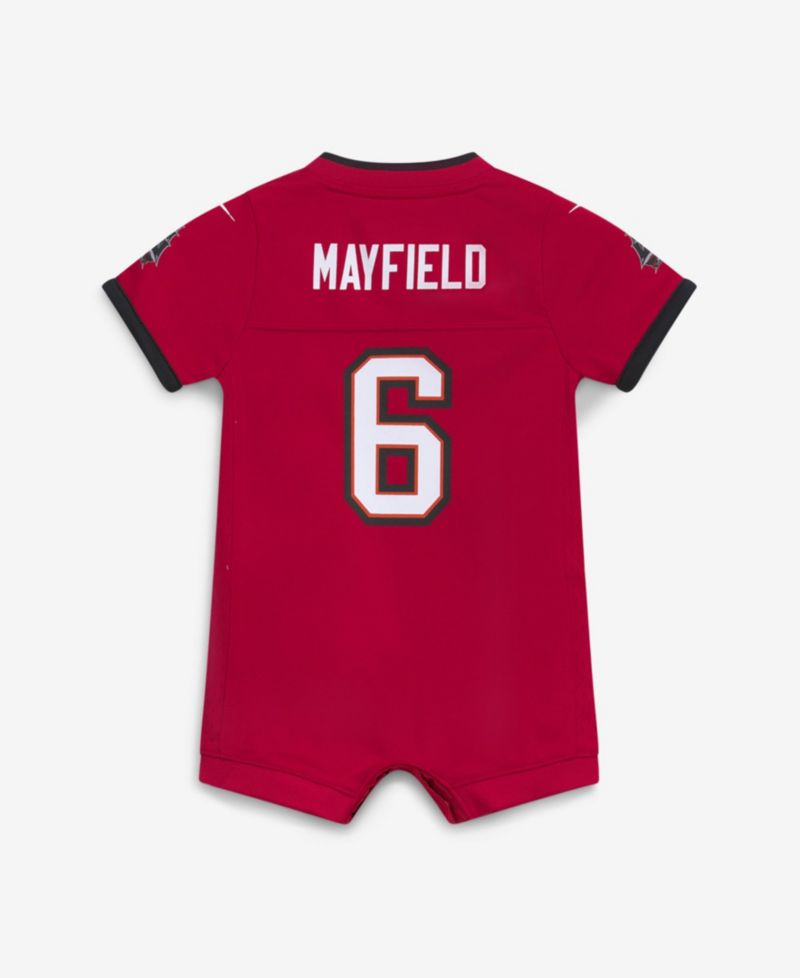 Baby Boys and Girls Baker Mayfield Red Tampa Bay Buccaneers Romper Game Jersey