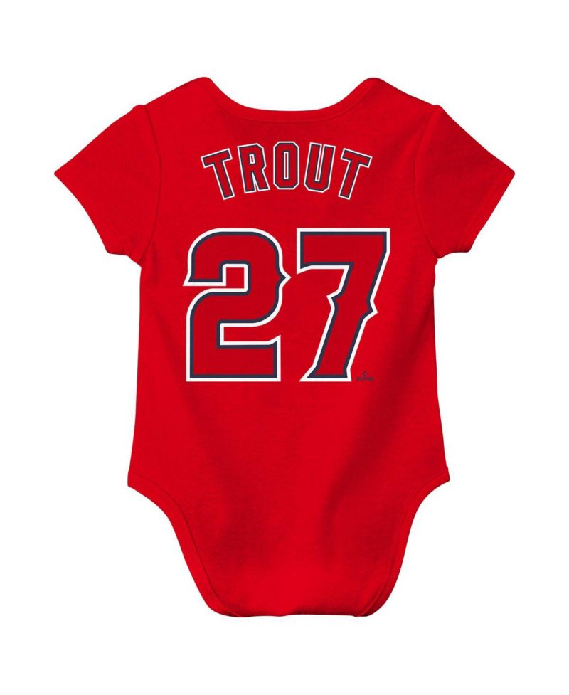 Baby Boys and Girls Mike Trout Red Los Angeles Angels Fuse Name & Number Bodysuit