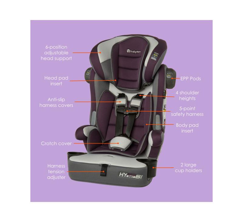 Kids Trend Hybrid SI 3-in-1 Combination Booster Car Seat with Side Impact Protection - Dash Plum