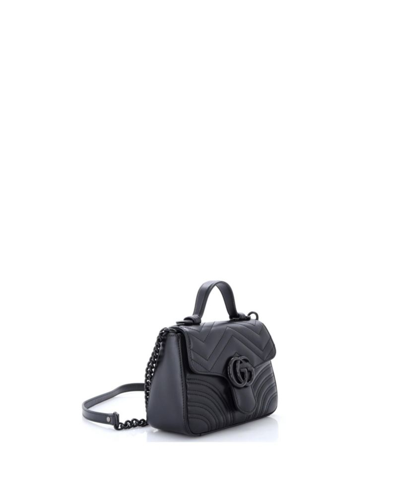 Mini GG Marmont Monochrome Top Handle Flap Bag Matelasse Leather