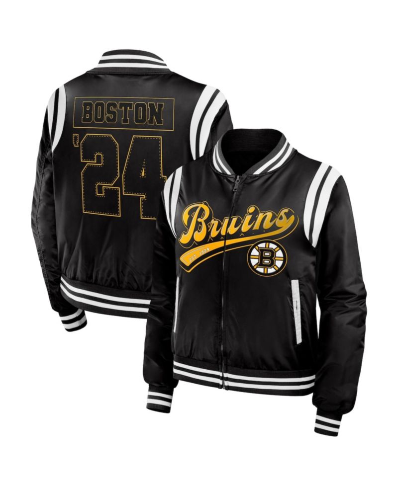 Women's Black Boston Bruins Baller Full-Zip Bomber Jacket