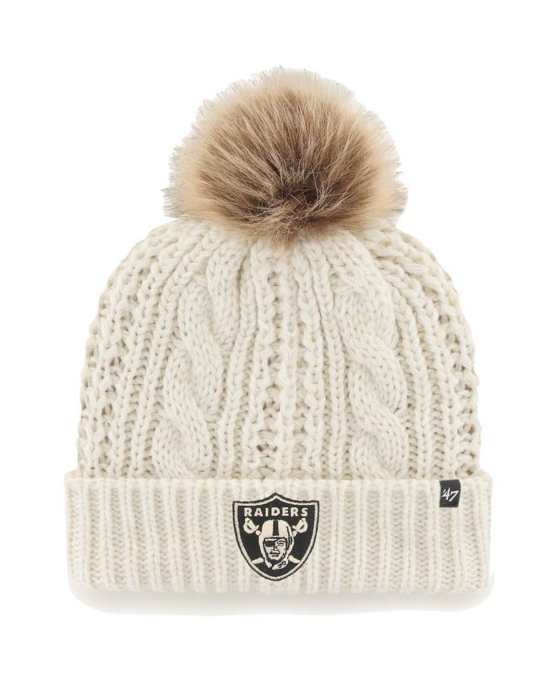 Women's '47 Cream Las Vegas Raiders Team Meeko Cuffed Knit Hat with Pom