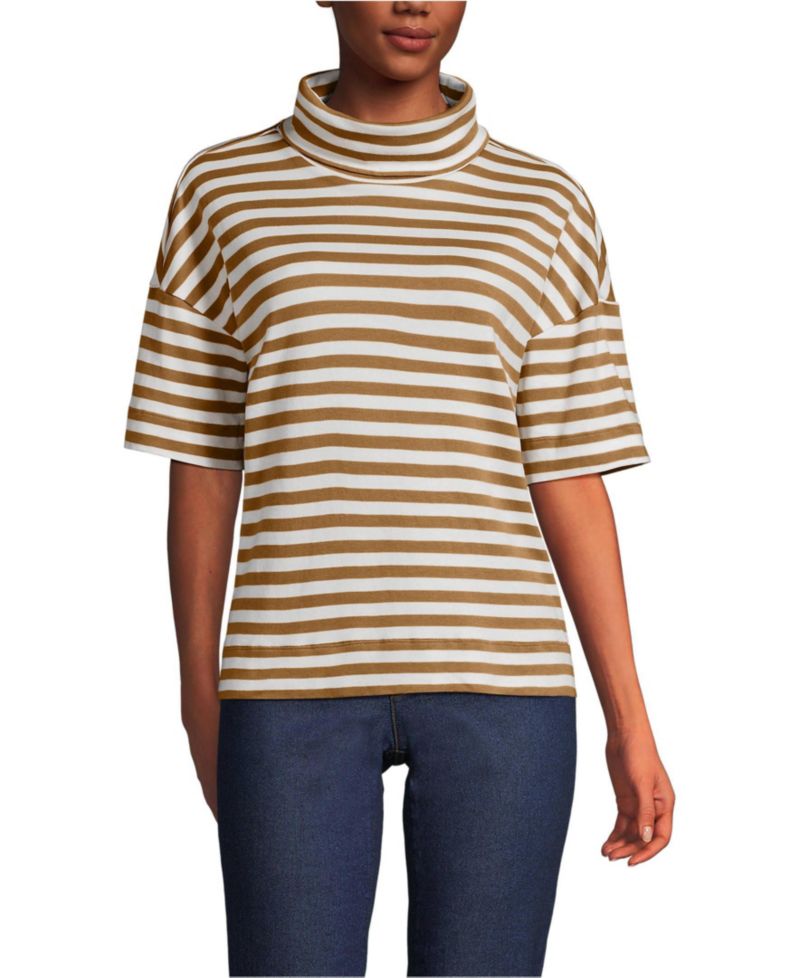 Women's Elbow Sleeve Supima Cotton Relaxed Turtleneck