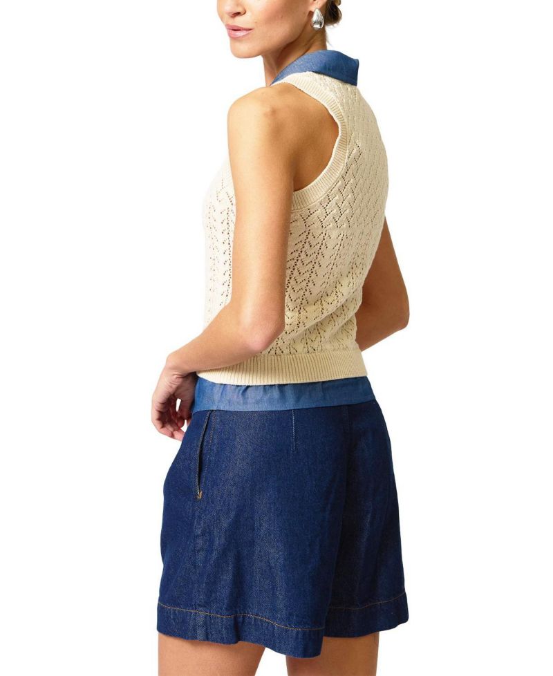 Women's Hazel Pointelle Stitch Halter Twofer