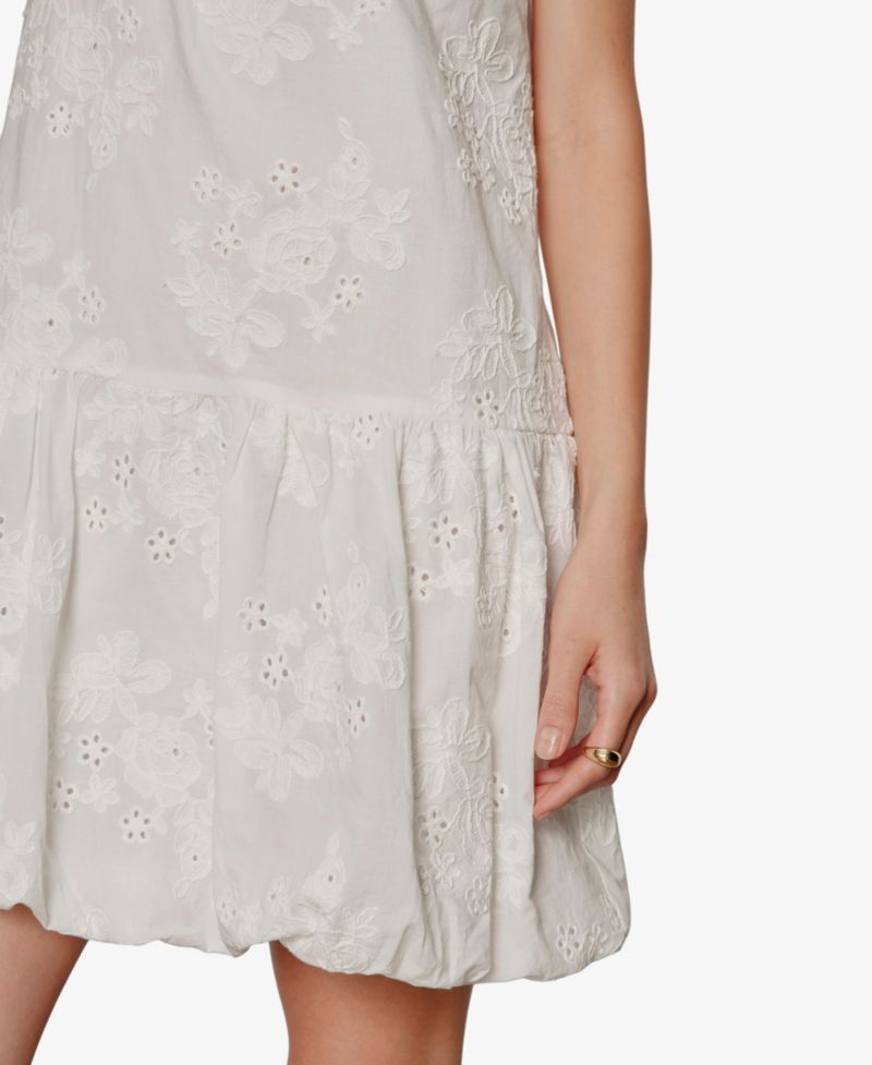 Women's Garden Eyelet Bubble Crew Neck Mini Dress