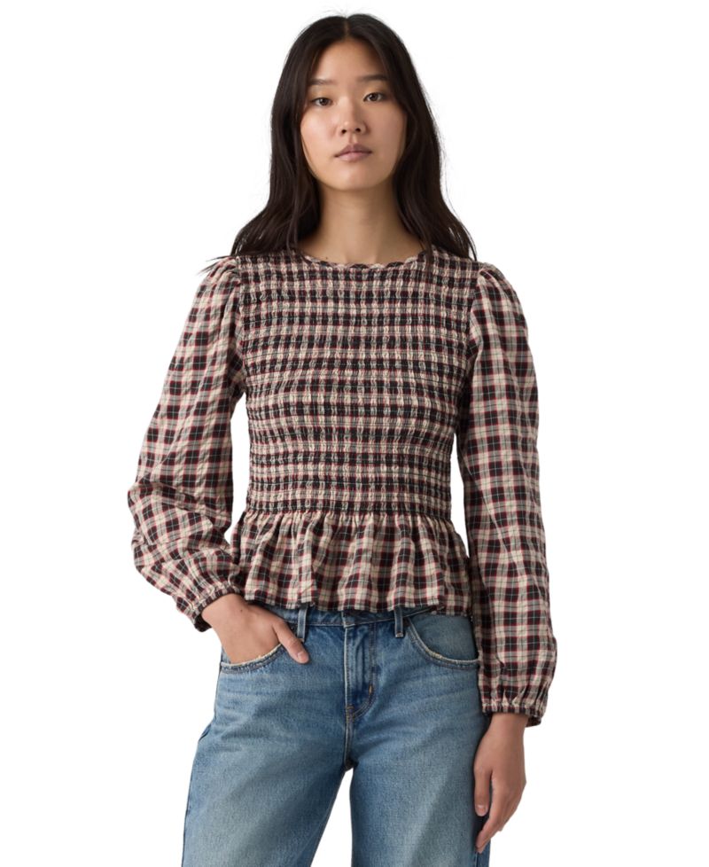 Plus Size Ashton Long-Sleeve Floral-Print Peplum Blouse