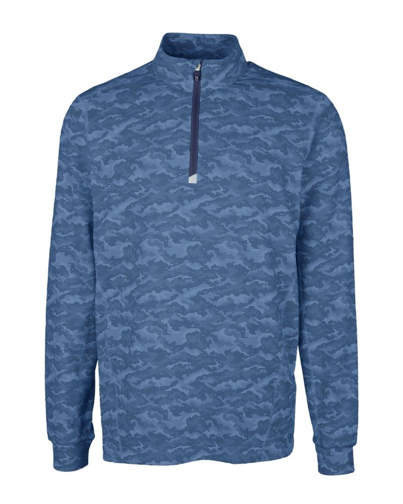 Men's Traverse Camo Print Stretch Quarter Zip Pullover Jacket