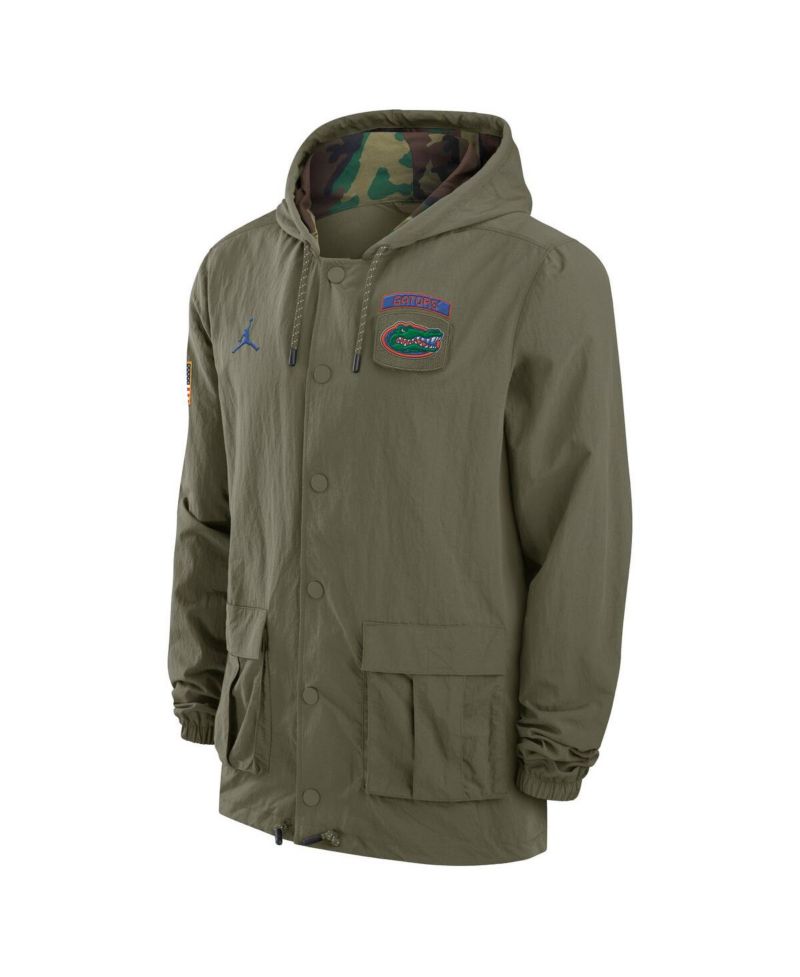 Men's Olive Florida Gators 2024 Military Appreciation Full-Snap Hoodie Military Jacket