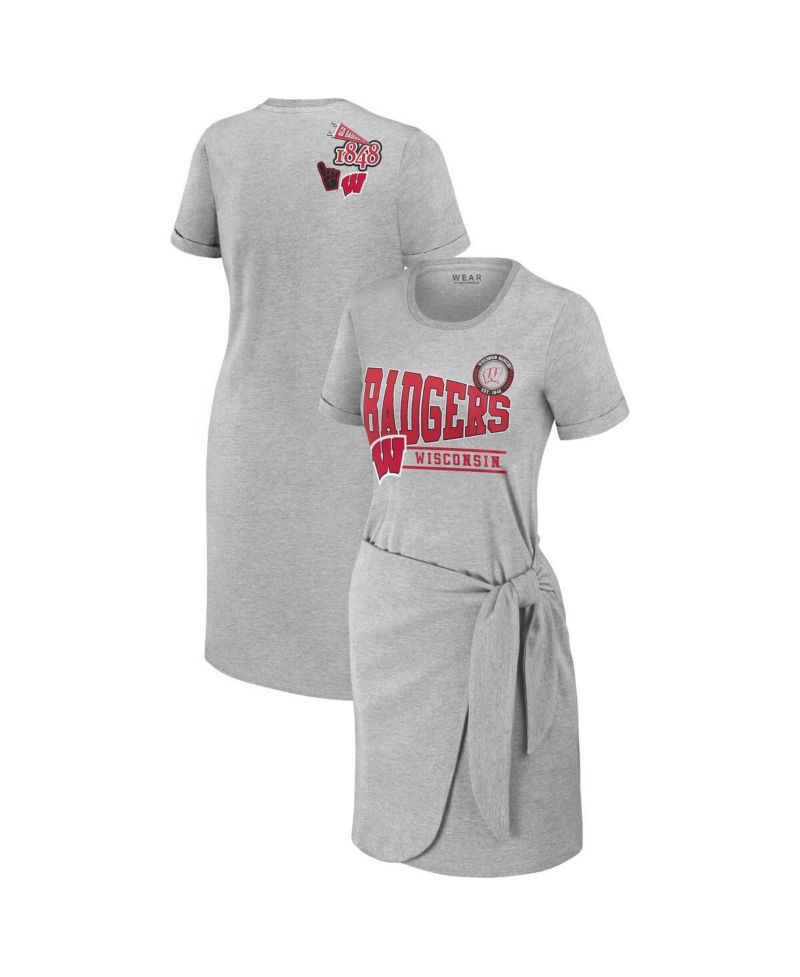Women's Heather Gray Wisconsin Badgers Knotted T-Shirt Dress