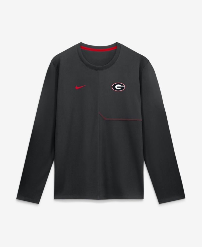 Men's Georgia Bulldogs Georgia Sideline Coach Long-Sleeve Crewneck T-Shirt