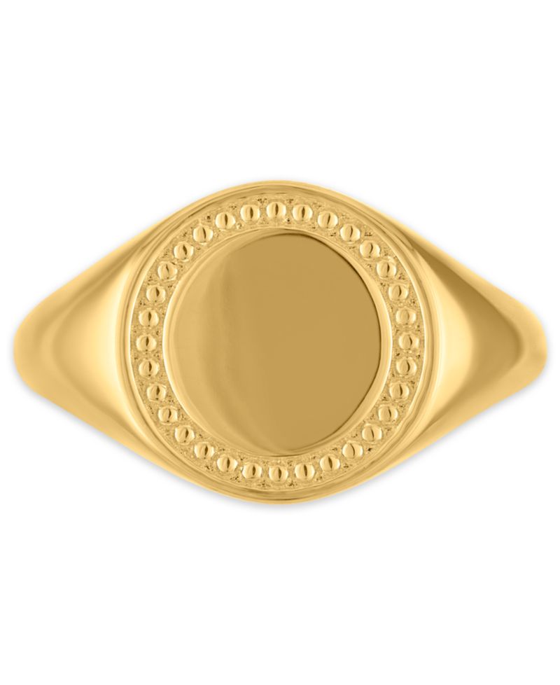 Men's Round Signet Ring in 14k Gold Over Sterling Silver