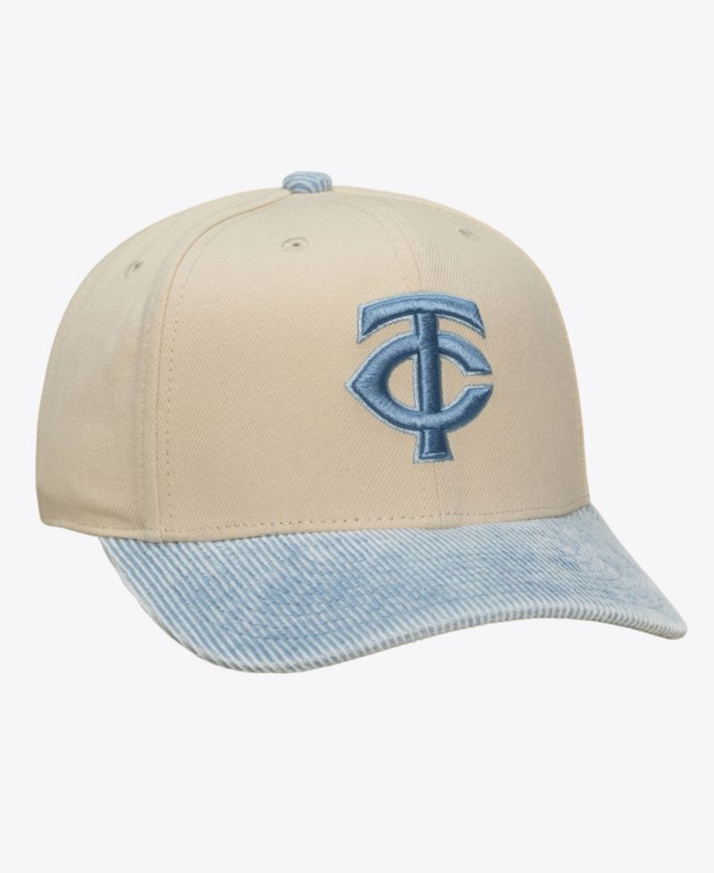 Men's Cream/Light Blue Minnesota Twins Washed Corduroy Pro Crown Snapback Hat