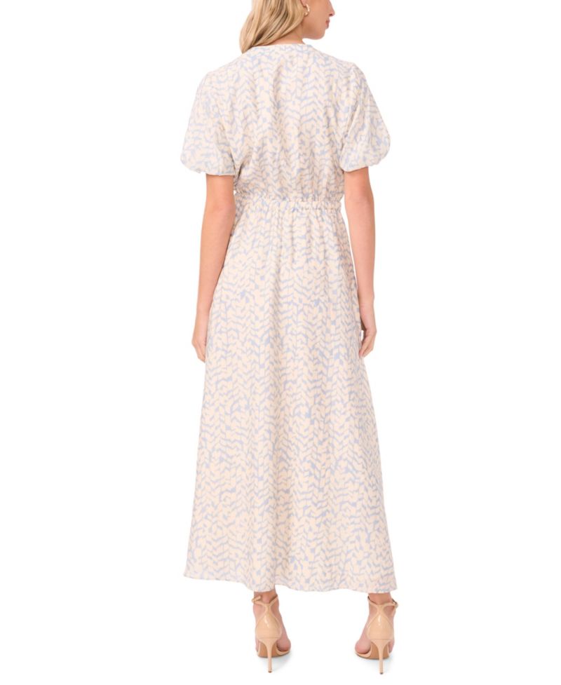 Women's Puff-Sleeve Woven Maxi Dress