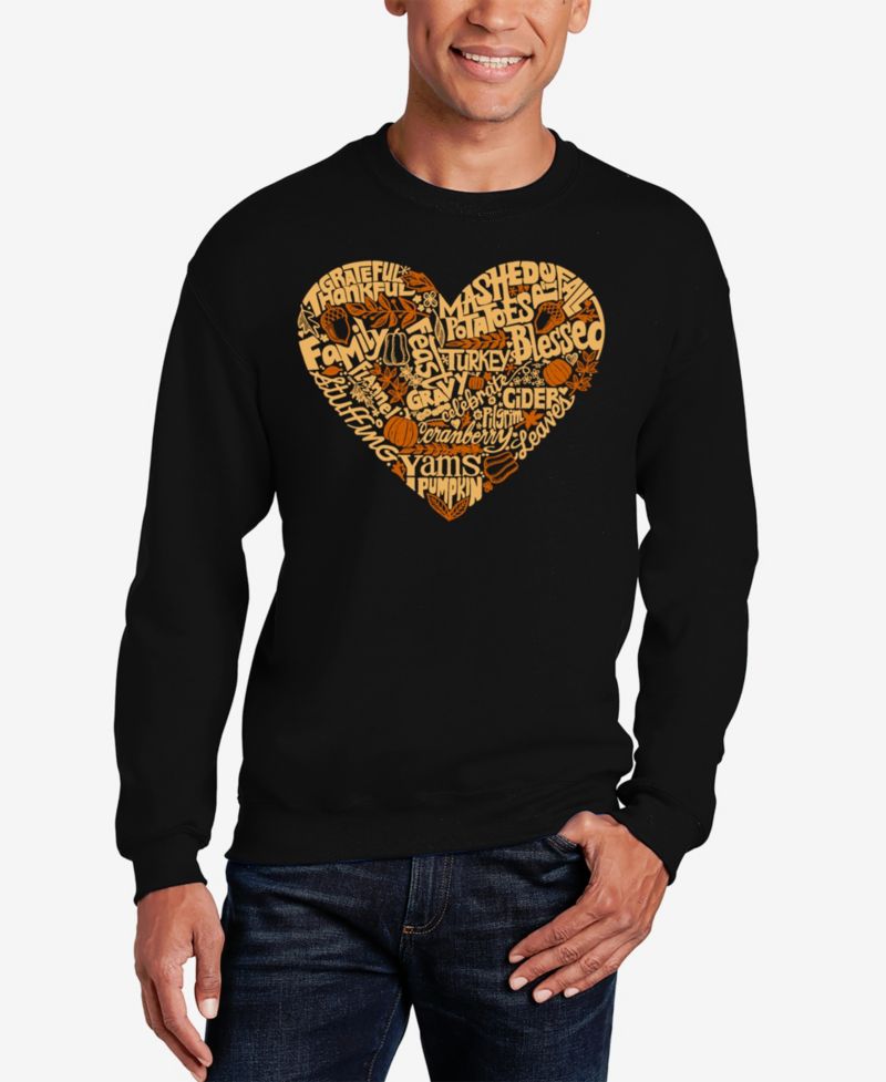 Men's Thanksgiving Heart Word Art Crewneck Sweatshirt