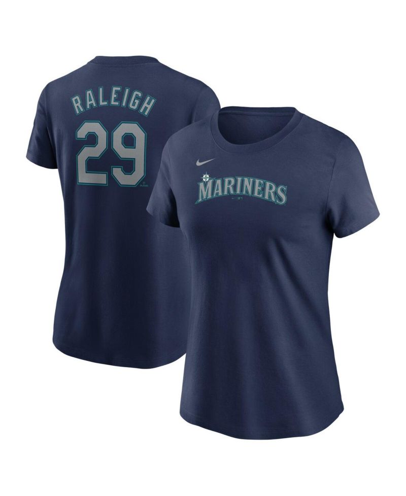 Women's Cal Raleigh Navy Seattle Mariners Fuse Name & Number T-Shirt