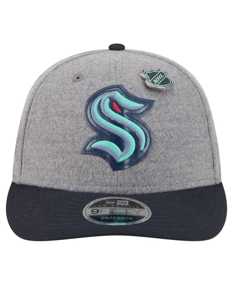 Men's Gray/Deep Sea Blue Seattle Kraken Wool Pin Low Profile 9FIFTY Snapback Hat
