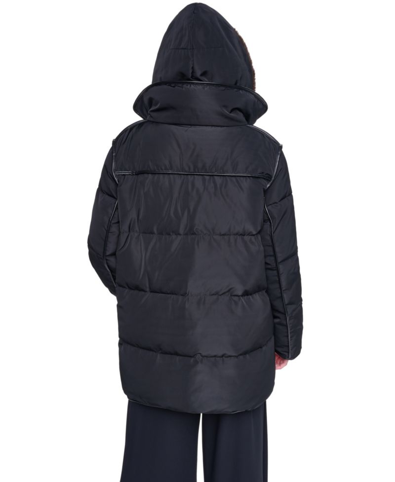 Women's Faux Fur Bibbed Hooded Puffer