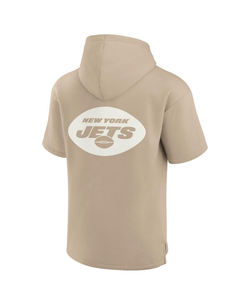 Men's and Women's Khaki Detroit Lions Elements Super Soft Fleece Short Sleeve Pullover Hoodie