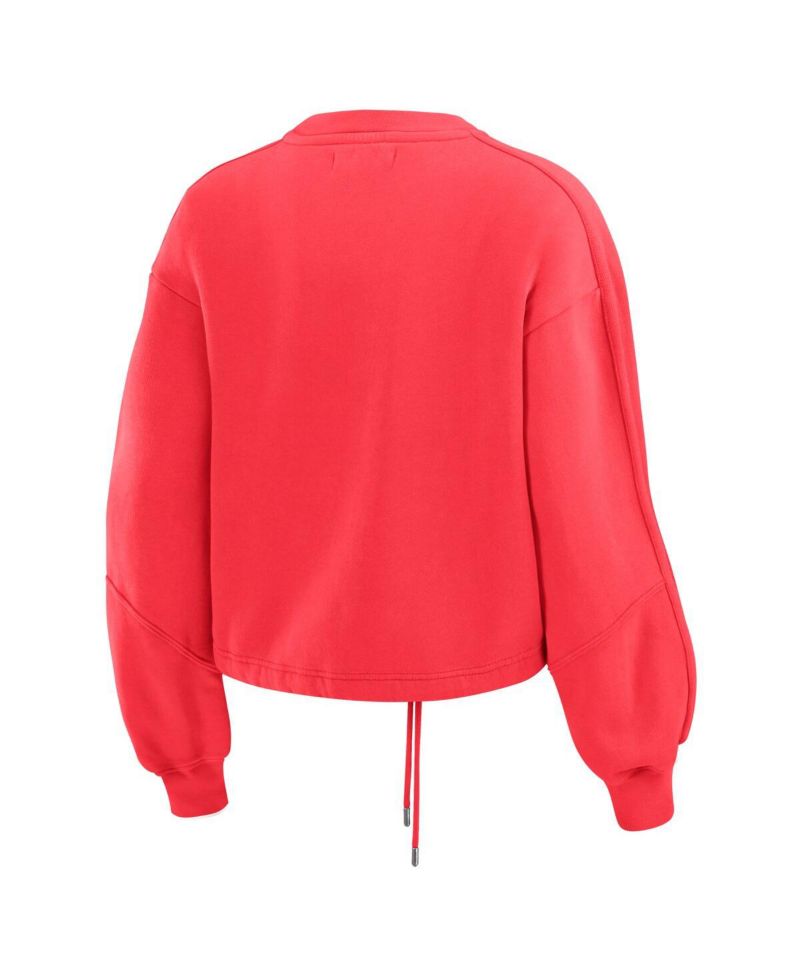 Women's Red Washington Capitals Washed Fleece Sweatshirt Shorts Lounge Set