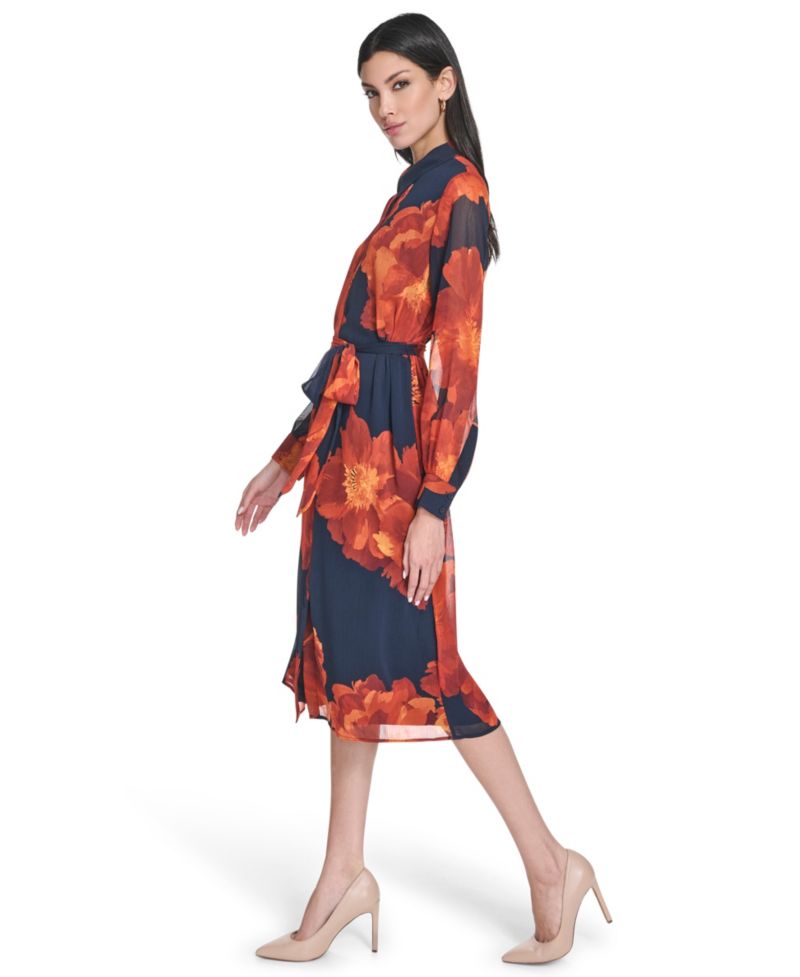 Women's Printed Midi Shirtdress