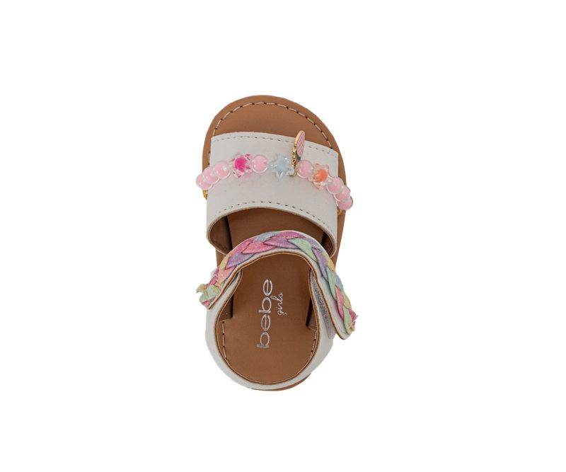 Toddler Girl's Fashion Sandals - Dressy Shoes with Glitter Braid and Bracelet Accent