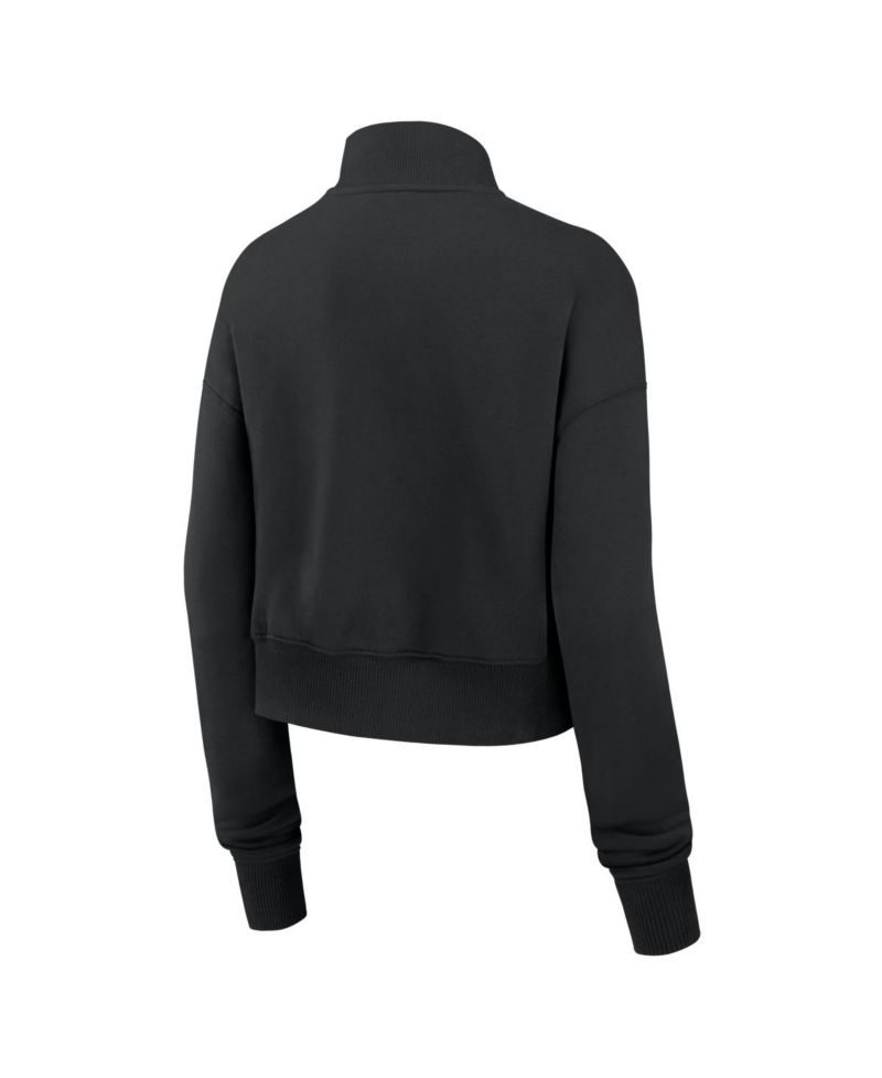 Women's Black Denver Broncos Legacy Phoenix Fleece Cropped Half-Zip Sweatshirt