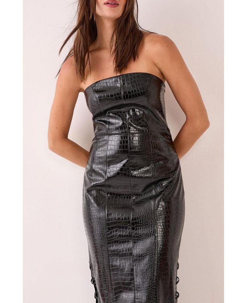 Women's Croc Bandeau Lace Up Maxi Dress